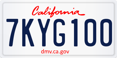 CA license plate 7KYG100