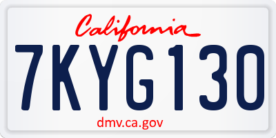 CA license plate 7KYG130
