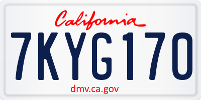CA license plate 7KYG170
