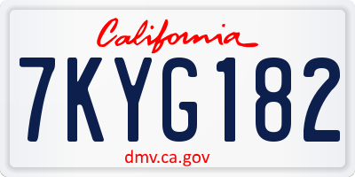 CA license plate 7KYG182