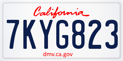 CA license plate 7KYG823