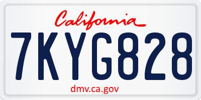 CA license plate 7KYG828