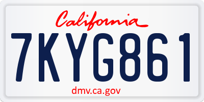 CA license plate 7KYG861