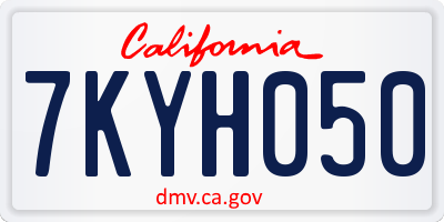 CA license plate 7KYH050
