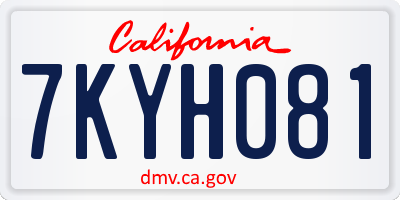 CA license plate 7KYH081