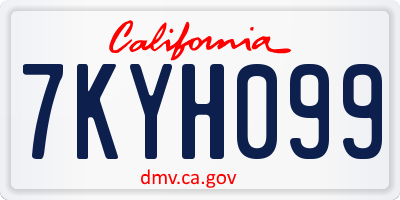 CA license plate 7KYH099