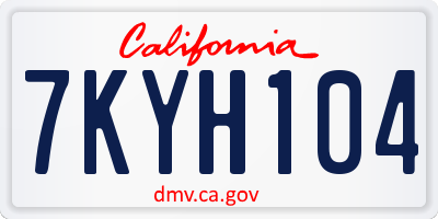 CA license plate 7KYH104