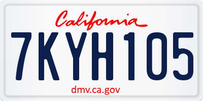 CA license plate 7KYH105