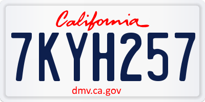 CA license plate 7KYH257