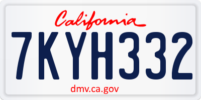 CA license plate 7KYH332