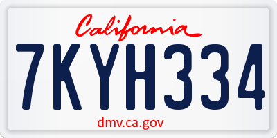 CA license plate 7KYH334