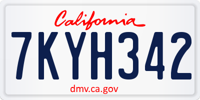 CA license plate 7KYH342
