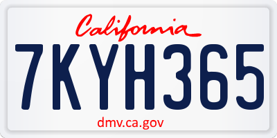 CA license plate 7KYH365
