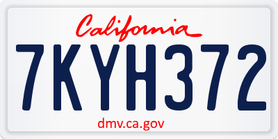 CA license plate 7KYH372
