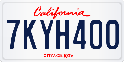 CA license plate 7KYH400