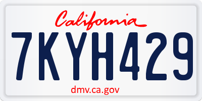 CA license plate 7KYH429