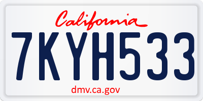 CA license plate 7KYH533