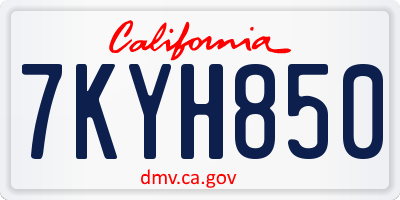 CA license plate 7KYH850