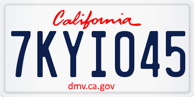 CA license plate 7KYI045