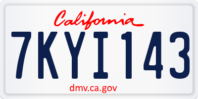 CA license plate 7KYI143
