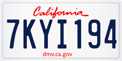 CA license plate 7KYI194