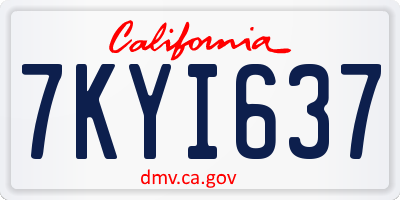 CA license plate 7KYI637
