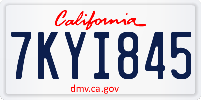 CA license plate 7KYI845