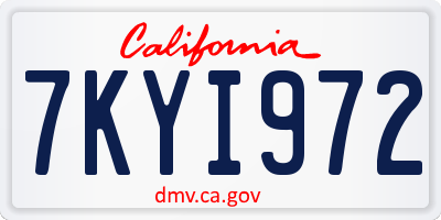 CA license plate 7KYI972