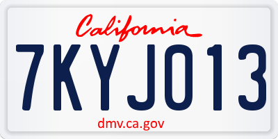 CA license plate 7KYJ013