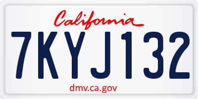 CA license plate 7KYJ132