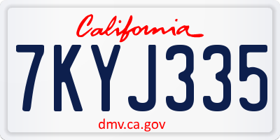 CA license plate 7KYJ335