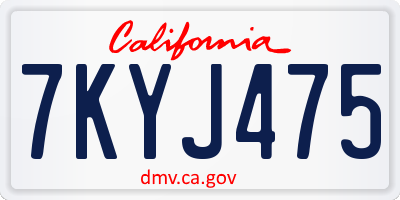 CA license plate 7KYJ475