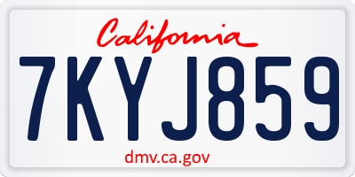 CA license plate 7KYJ859