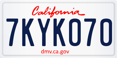 CA license plate 7KYK070