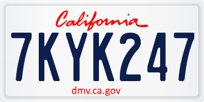 CA license plate 7KYK247