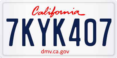 CA license plate 7KYK407