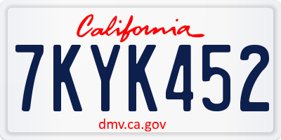 CA license plate 7KYK452