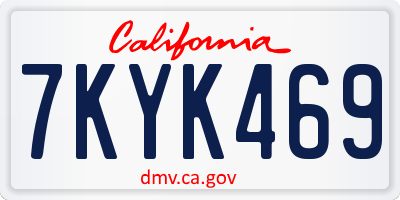 CA license plate 7KYK469