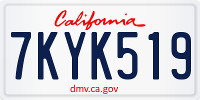 CA license plate 7KYK519