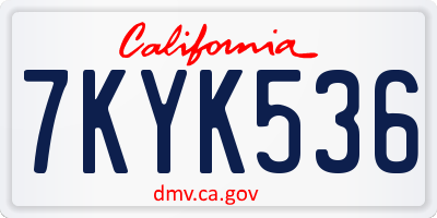 CA license plate 7KYK536