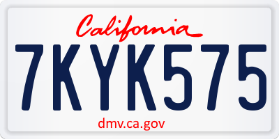 CA license plate 7KYK575