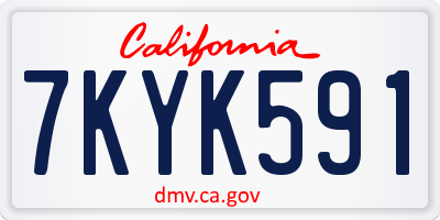CA license plate 7KYK591