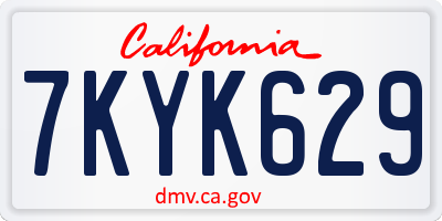 CA license plate 7KYK629