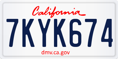 CA license plate 7KYK674