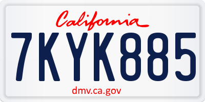 CA license plate 7KYK885