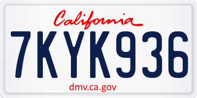 CA license plate 7KYK936