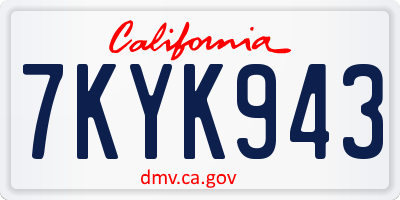 CA license plate 7KYK943