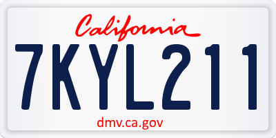 CA license plate 7KYL211