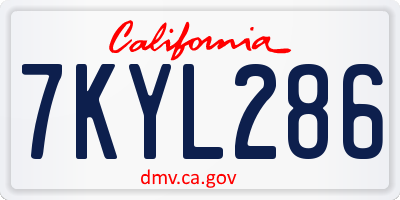 CA license plate 7KYL286