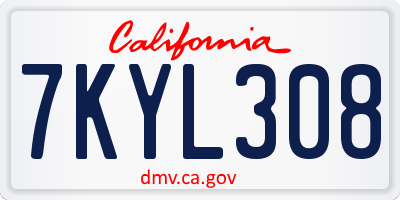 CA license plate 7KYL308